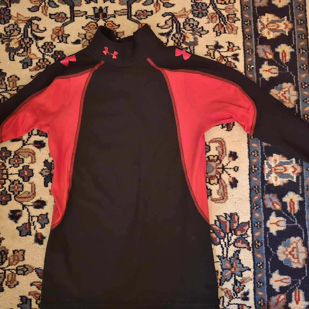 Under Armour Black and Red Long Sleeve Top